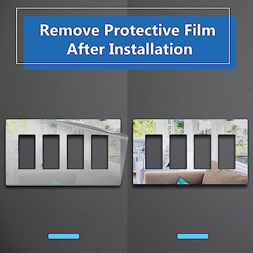 Image of LIDER Quadruple Decorator Wall Plate, Impact Resistant, Acrylic, Mirror Glass Silver, 1-Pack