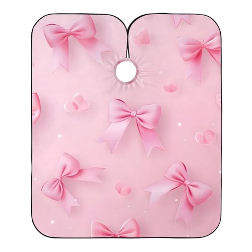 Hezely Pink Bow Hair Dye Cape, Barber Cape for Adults,Waterproof Salon Cape,Waterproof Hairdressing Styling Hair Cutting, 65