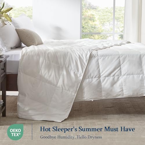 Image of Globon Down Blanket Twin Size, Extra Lightweight Summer Comforter /Duvet Insert for Hot Sleepers, Noiseless & Extra Soft, 7.7 Ounce Fill Weight, White
