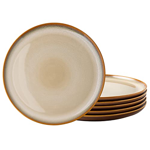 Leratio Ceramic Plates Set Of 6, 8.5 Inch Reactive Glaze Light Weight Porcelain Salad Plates,Modern Shape Dinnerware Dishes Set For Kitchen,Microwave&Dishwasher&Oven Safe, Scratch Resistant #TOP4