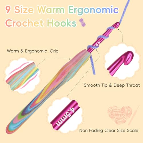 Ganchos de ganchillo Reessy con agarre suave para tejer crochet ergonómico 2