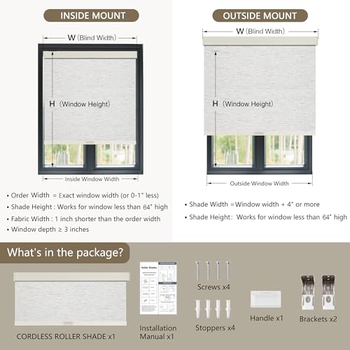 Image of SUNOFF Cordless Blackout Roller Shades Blinds for Windows,35 inchW x 64 inchH,Linen