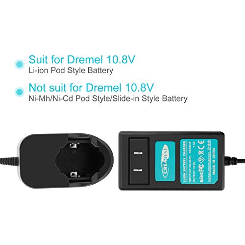 Creabest New 10.8V Battery Charger Compatible With Dremel 10.8V Li-Ion Battery 855-01 855-02 8000-01 8001-01 8001-02 (Only For Li-Ion Battery) #TOP5
