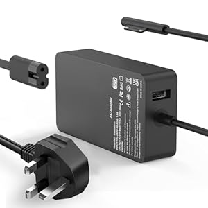 SiKER 65W Charger Compatible with Microsoft Surface Pro 11/10/9/8/X/7/6/5/4/3 Laptop, Surface Go 1/2/3/4, Surface Book 1/2, Surface Laptop Charger, with 5V 1A USB Port