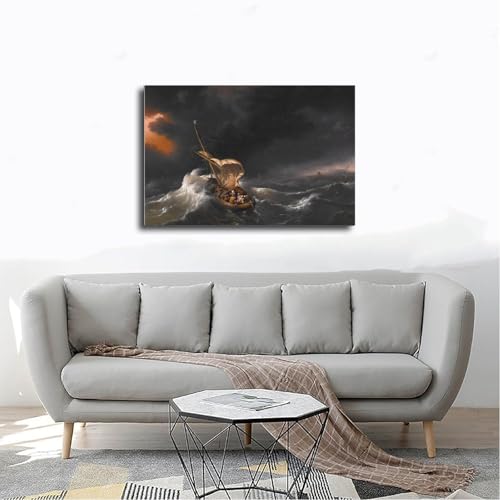 Toile le Christ dans la tempête par Ludolf Backhuysen en version grand cadre durable - 4