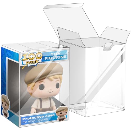 100 Pack Clear Protectors Case Compatible with Funko 4 Pop Figures Case Protectors 0.38mm Crystal Clear Display Cases for Collectibles with Locking Tab
