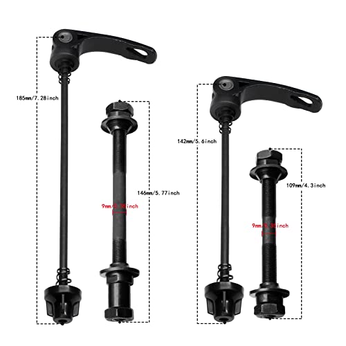 Moicstiy 1Pair Quick Release Bicycle Hubs and Steel Axles, Black Quick Release Bike Axle Hollow Hub Shaft Front and Rear Axle Kit for Mountain Bike (4Pcs)