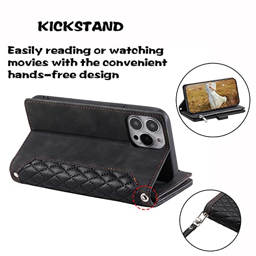 Sinqerisht Crossbody Wallet Case For Apple Iphone 13 Leather Phone Case With Card Holder Kickstand & Wrist Strap Cover Magnetic Closure Flip Handbag Zipper Purse Shell For Women thumb #3