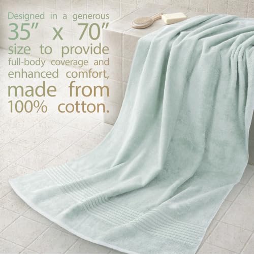 Image of Cotton Paradise 100% Cotton Turkish Towel Set, Soft Absorbent Quick Dry, 2 Piece 35x70 Bath Sheet Set, Mint Green