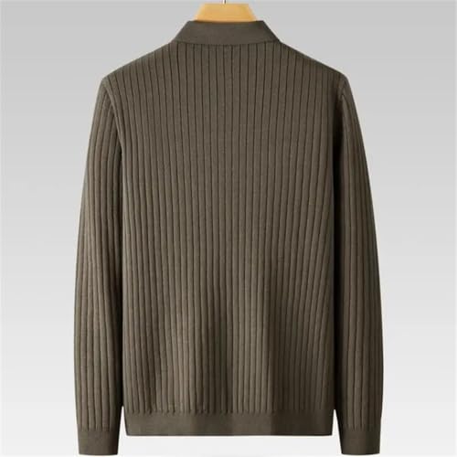 Men Long Sleeve Lapel Pullover Sweater Solid Buttons Thick Warm Knit Casual Jumper2