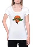 Hecho en la UE Miyagi Bonsai Árbol Camiseta Mujer Blanco T-Shirt Women\'s White