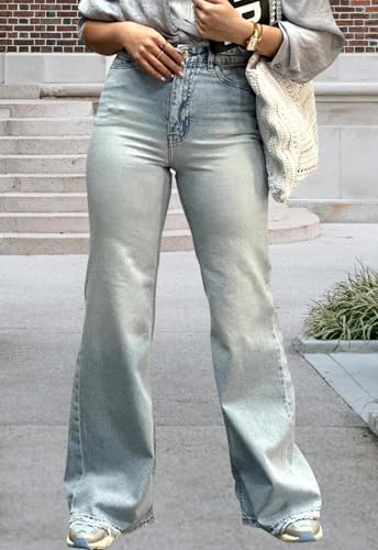 Image of Women's Flare High Waisted Bell Bottom Wide Leg Stretch Classic Denim Pants