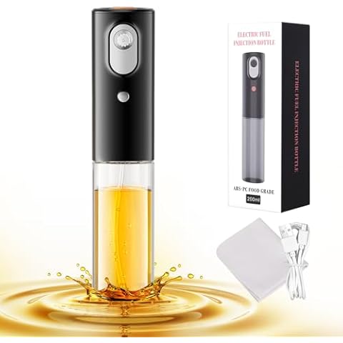 Oil Sprayer for Cooking - Electric Olive Oil Sprayer - Continuous Spray with Portion Control - Oil Spray Bottle - Two Spray Methods, Kitchen Gadgets Accessories for Air Fryer(Glass Bottle, USB, 200ML) Cover