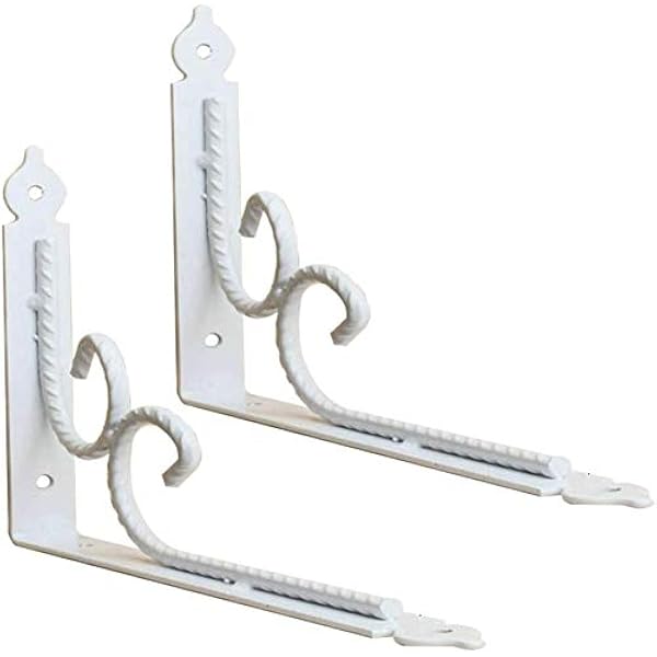 DX Industriell dekorativ vägghängning, dekorativ massivt järn vägghängning, L-formad hylla botten, med gratis skruvtillbehör (svart, vit)