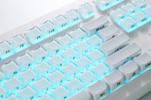 Image of ZORNHER CG870 Wireless Mechanical Keyboard,80% White Gaming Keyboard, Creamy Keyboard,Cute Jelly Cat Clear Ceramic Jade Keycaps,Girly Aesthetics Kitty Keyboard,Creamy Sounding Linear Switches