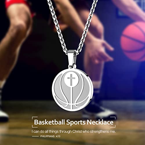 Hofoya Inspiring Basketball Sports Christian Religious Cross Pendant Necklace Graduation Mother's Day Birthday Gifts For Men Women Teen Boys Girls Who Love Sports,Coach Or Teammate Athletes Gift. #TOP1