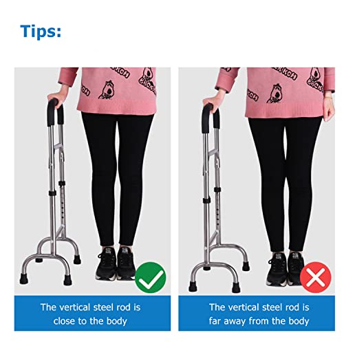 Stainless Steel Walking Cane, Body Recovery Aid Tool, Up To 300Lb, Anti Skid And Height Adjustable 33.4In-39.3In, Self Standing For Elderly Men And Women #TOP6