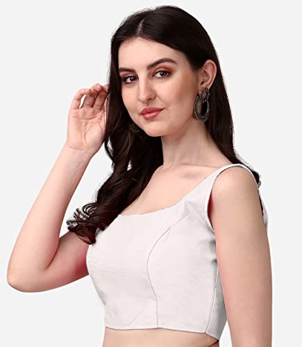Image of Vihu Fashion Plain Sleeveless Pattern Readymade Blouse U Neck Choli