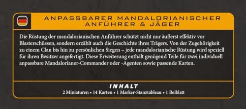 Star Wars: Legion Customizable Mandalorian Leader & Hunter Expansion - Buildable Commander or Operative Miniatures with Upgrade Cards, Ages 14+, 2 Players, 3 Hour Playtime - 4