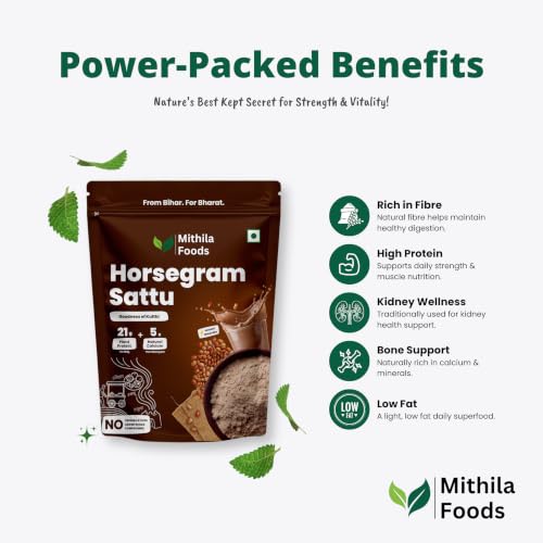 Image of MITHILA FOODS Horse Gram (Kulthi) Sattu Powder 2 Kg | Sattu for Weight Loss, Kidney Stone & Detox | High Protein Superfood Drink Mix, Kollu Flour, Gahat Sattu | Authentic Taste of Jharkhand