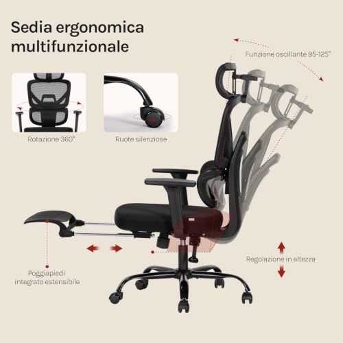Sedia da Ufficio Ergonomica - Sedia gaming - Immagine 6