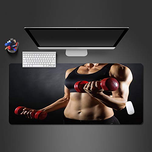 AOHUIFEI Mauspad Gaming Gross - 800x300mm Damen Fitness Hantel Übung - XXL Mousepad groß mit Motiv - Tischunterlage Large Size - verbessert Präzision und Geschwindigkeit - rutschfest - für Maus und Ta