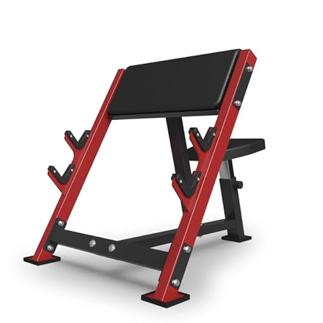 Mikolo Preacher Curl Bench, Seated Arm Isolated Barbell Dumbbell Bicep Station, Bicep Curl Machine with 2 Bar Holders for Home Gym