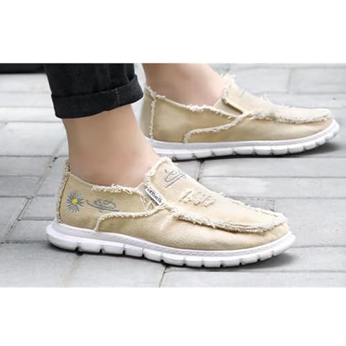 Men's Breathable Canvas Casual Shoes Soft Soles Men's Loafers Soft Comfortable Anti Slip Driving Shoes3