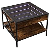 vidaXL Couchtisch mit Infinity-LED, Beistelltisch mit Metallfüße, Kaffeetisch für Wohnzimmer, Sofatisch Teetisch, Räuchereiche Holzwerkstoff