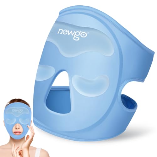 NEWGO Ice Pack Face Ice Mask for Puffy Eyes, Cooling Face Mask Reusable with Thick Gel Pad in Forehead & Eye Zones for Migraines, Post-Surgery, Redness, Allergy Swelling Pain Relief
