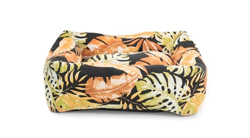 Record - Cuccia per Cani e Gatti Monstera in Cotone, Colore: Nero, 70X50X17h cm. Lettino imbottito per animali a rapida asciugatura, morbido e accogliente. Cuscino rettangolare per cani e gatti.