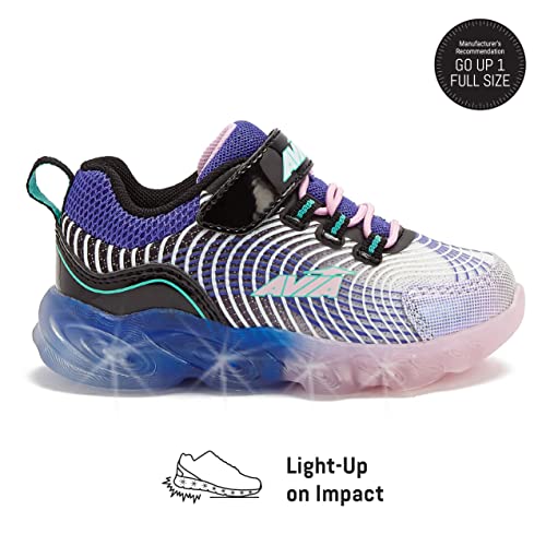 Avia Ignite Slip On Led Light Up Toddler And Little Kid Sneakers - Lightweight Tennis, Athletic, Running Shoes For Girls - White/Dark Purple, 10 Toddler #TOP2