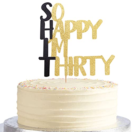 So Happy I'm Thirty Cake Topper - 30th birthday cake topper, Fabulous Birthday Cake Party Decorations.Black men's and women's 30th birthday cake party decoration (single side)