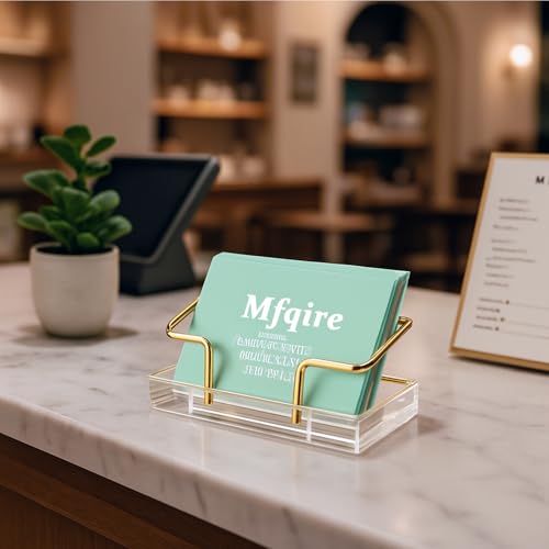 2 Stück Visitenkartenhalter Acryl Visitenkartenständer Visitenkarten Aufbewahrung Visitenkartenbox Premium Business mit Golden Card Holder für Büro, Empfangstheke Messestand (2 Stück Acryl mit Golden)