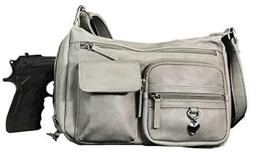 ZZFAB Front Pockets side Locking Small Concealed Carry Purse CCW