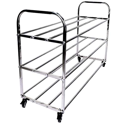 Katzowen Ball Storage Rack Double Wide Basketball Rack with Wheels, Indoor Outdoor Stainless Steel Large Capacity Rolling Ball Cart, Stadium/Kindergarten/Playground (Color : 3-Tier)