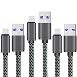 USB Type C Cable,[3Pack][6ft],by Ailun,Fast Speed 3.0A Type-C to USB A Sync & Charging Nylon Braided Cable for Galaxy S9/S9+ and More Smartphone&Tablets [Greyblack]