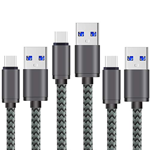 Ailun USB C Cable [3Pack] [6Ft] Fast Speed USB 3.0 Type C to USB A Sync Charging Nylon Braided Cable for [Greyblack]