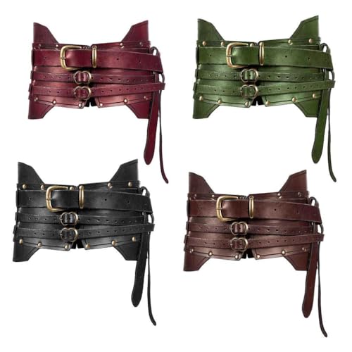 2X Medieval Waist Belt Knight Waistband Medieval Waistbelt Birthday Cosplay Retro Christmas Waist Knight Belt Black2