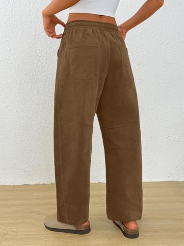 Trendy Queen Womens Corduroy Pants Fall Barrel Linen Pant Winter Casual Wide Leg Trousers with Pockets 20254