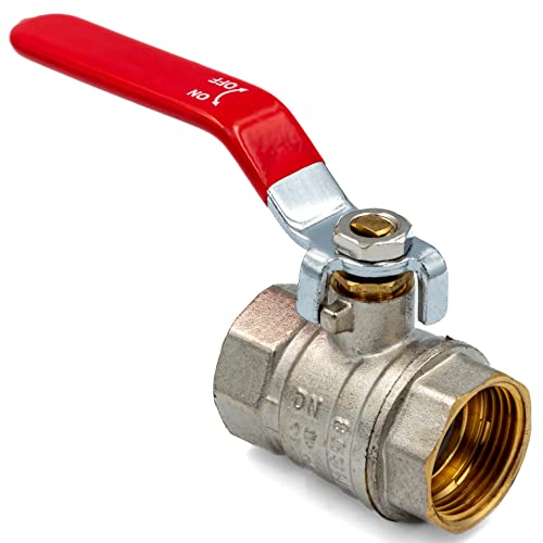 Kugelhahn 1 Zoll IG-IG - Absperrventil aus vernickeltem Messing mit PTFE-Dichtung - Absperrhahn mit Hebelgriff - Wasserhahn Sicher für Trinkwasser