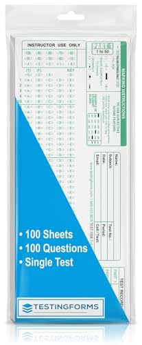 TEST-100E 882 E Scantron Compatible Testing Forms (100 Sheet Pack)