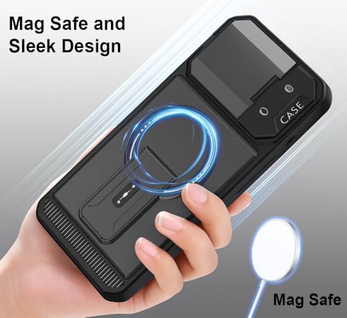Image of Hupshy iPhone 16 Back Cover with Camera Protection Rings, Kickstand-Matte /Anti, Non-Slip, Camera Glass Protection,Transparent Shockproof Cover for iPhone 16 (Black 2)