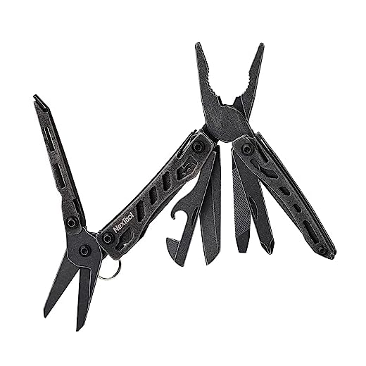 NexTool Multitool Werkzeug, Mini Flagship Multitool 10 IN 1 Multitools mit Taschenmesser, Zange, Dosen/Flaschenöffner, Schere, Schraubendreher für Camping Zubehör/Survival kit-Schwarz