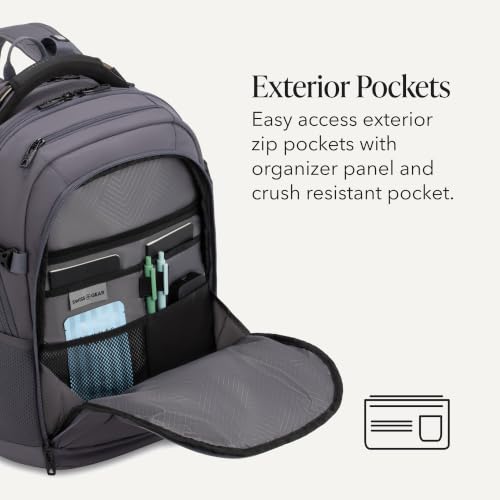 Image of SwissGear Travel Tech Pro Laptop Backpack - Fits Laptops up to 16 inch - ScanSmart TSA-Friendly Backpack with Multiple Organizer Pockets - Charcoal