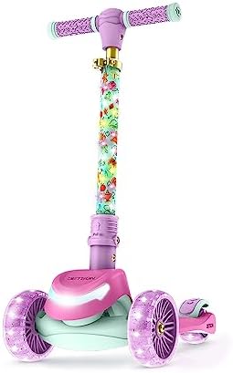Jetson Disney Princess 3-Wheel Kick Kids Scooter, LED Lights on Stem & Light-Up Wheels, Lightweight Frame, Height-Adjustable Handlebar, Lean-to-Steer System, Easy-Fold Mechanism, Ages 3+, JPRNS2-3KIK