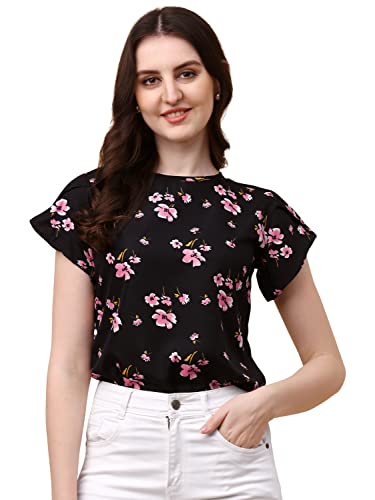 Image of Wedani Women's Casual Short Sleeves Round Neck Foral Regular Fit Top