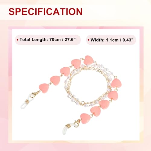 Image of uxcell Beads Eyeglass Chain, Pearl Glasses Strap Eyewear Retainer Chain Around Neck Sunglass Holder for Girls Women