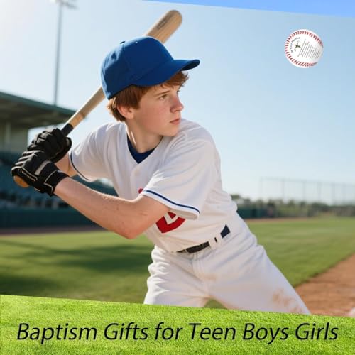 VANLOVEMAC Baptism Gifts for Boys Easter Basket Stuffers Baseball Gift for Boys 8-12 Catholic Religious Baseball Christening Gifts for Son Grandson Godson End of Season Baptism Decorations Birthday
