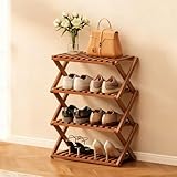 Zapatero portátil de bambú de 4 niveles, elegante y duradero
